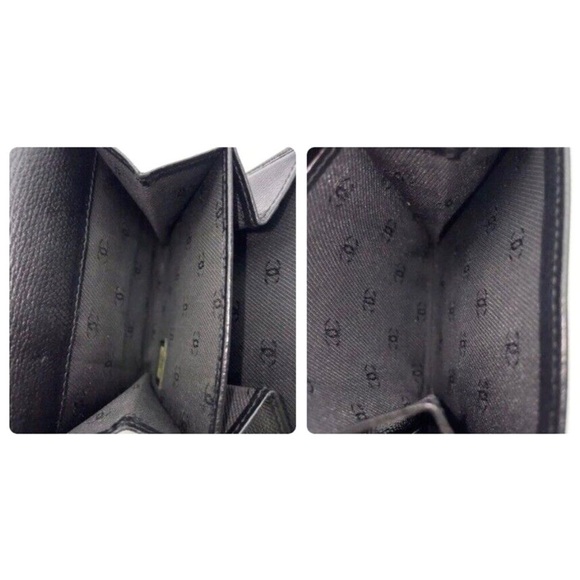 Authentic Black CHANEL COCO DOUBLE HOOK Compact Wallet W/Box - Picture 12 of 16